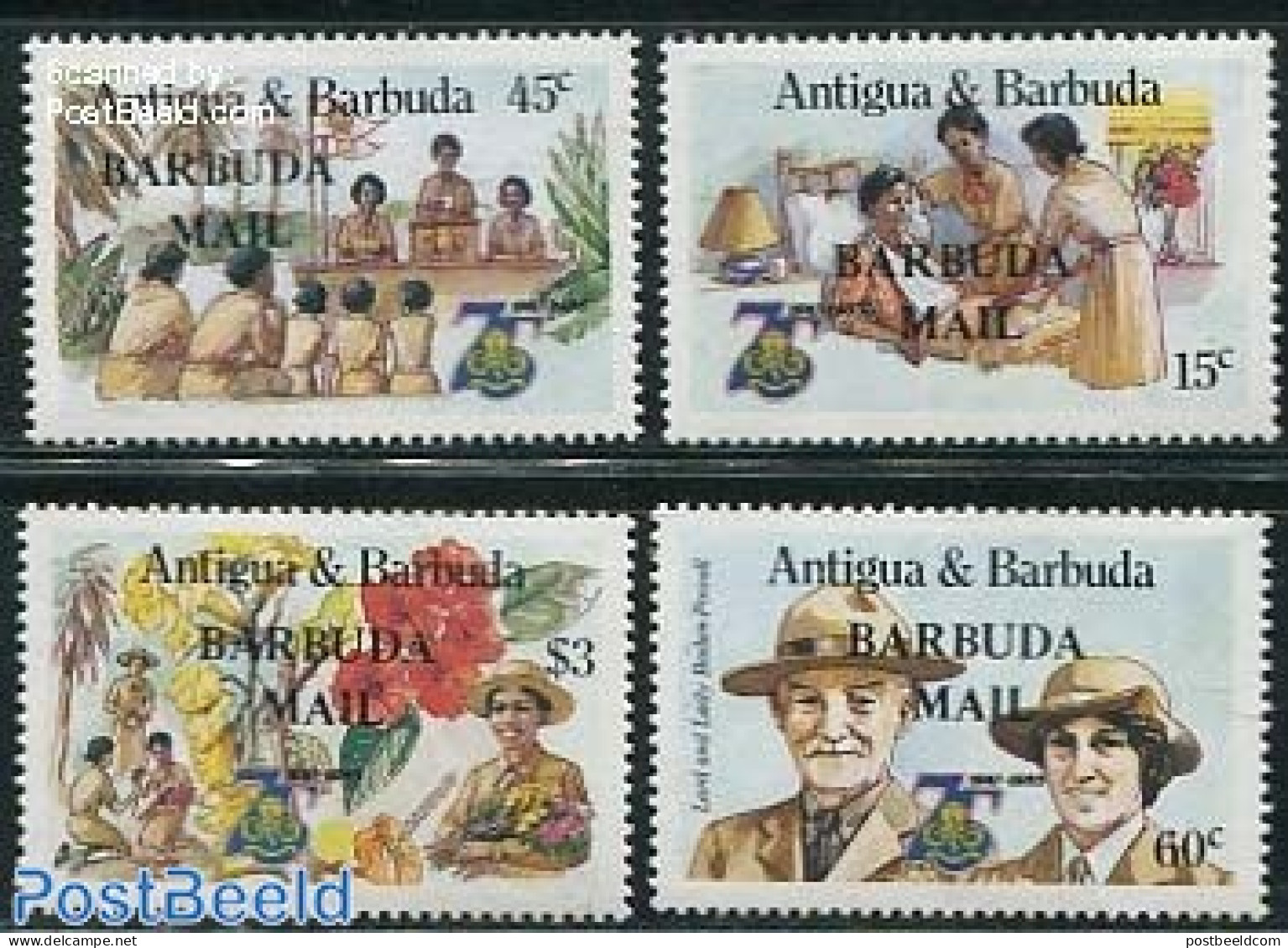 Barbuda 1986 75 Years Girl Guides 4v, Mint NH, Sport - Scouting - Barbuda (...-1981)