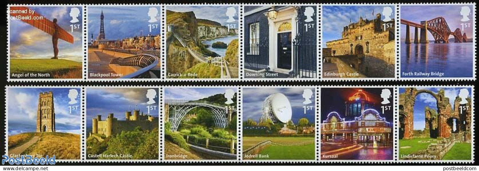 Great Britain 2011 Country Views A-L 12v, Mint NH, Science - Telecommunication - Art - Bridges And Tunnels - Castles &.. - Neufs