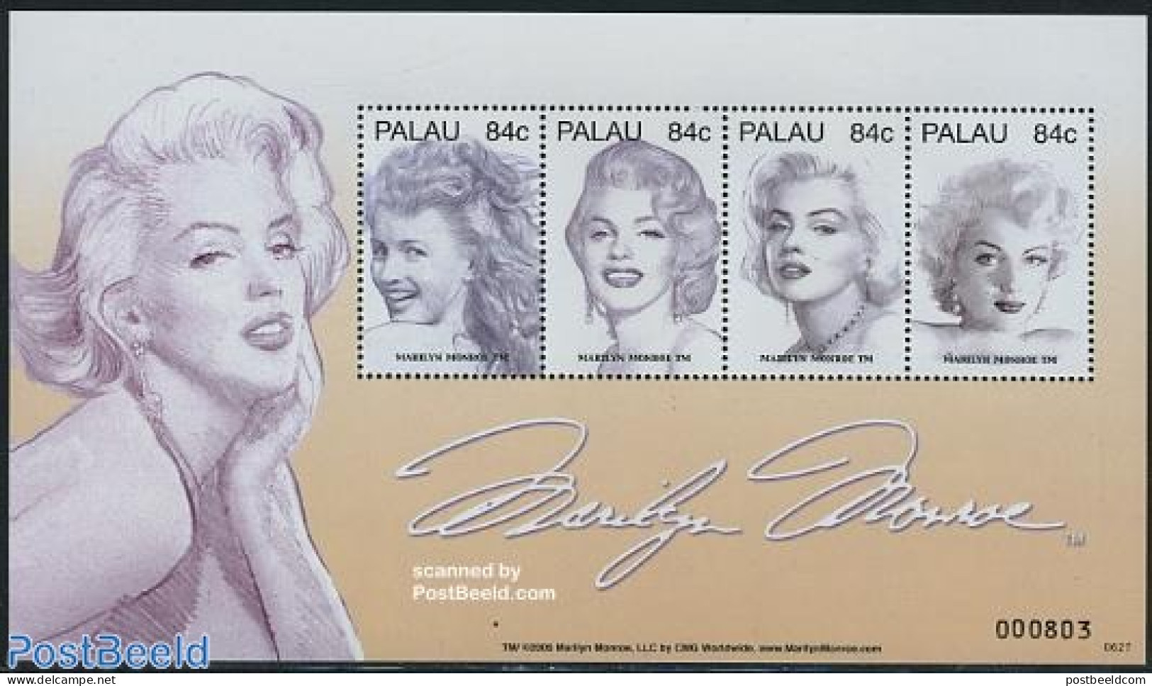Palau 2006 Marilyn Monroe 4v M/s, Mint NH, Performance Art - Marilyn Monroe - Movie Stars - Schauspieler
