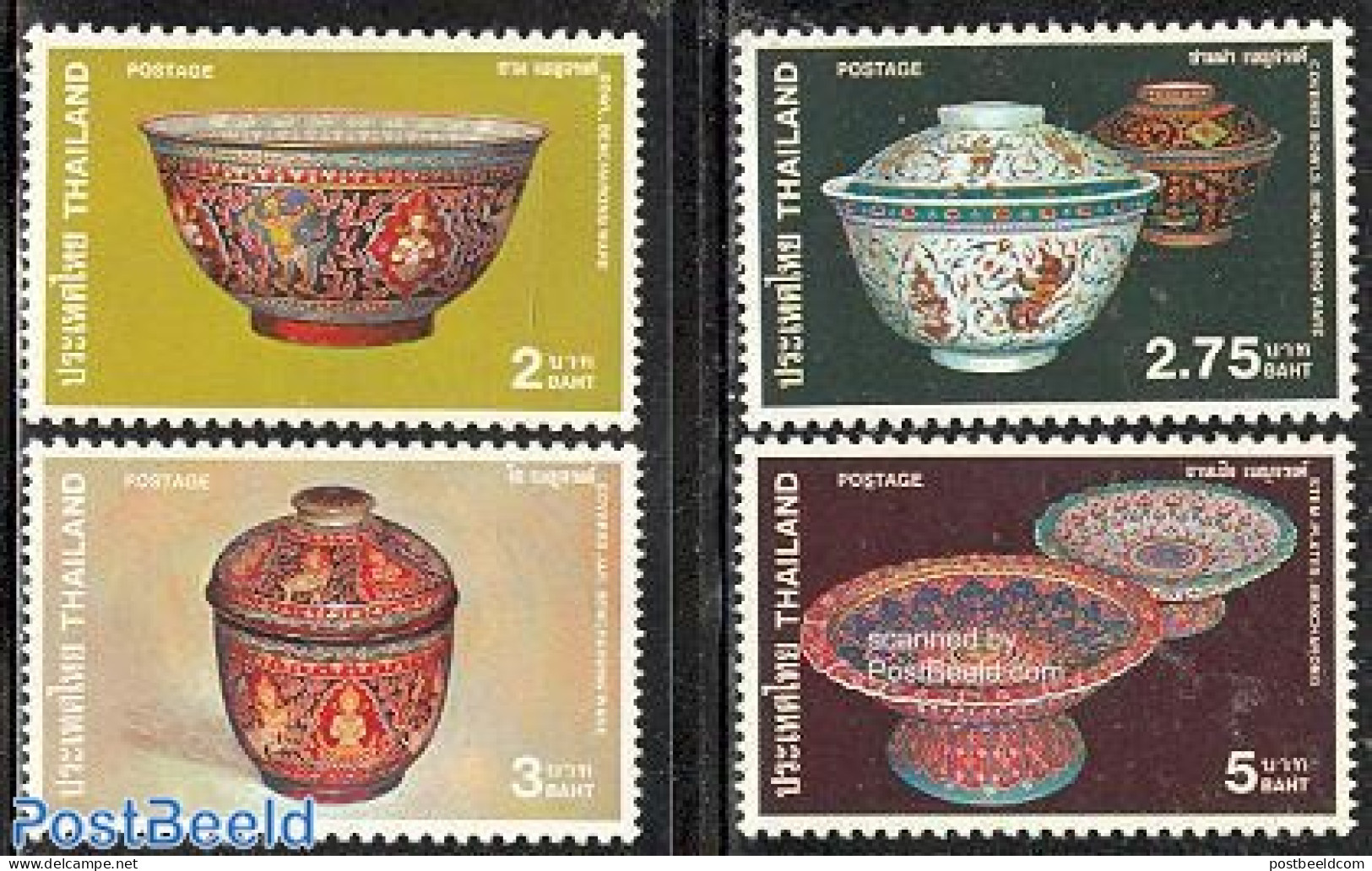 Thailand 1980 Bencharong Ceramics 4v, Mint NH, Art - Art & Antique Objects - Ceramics - Porcelaine