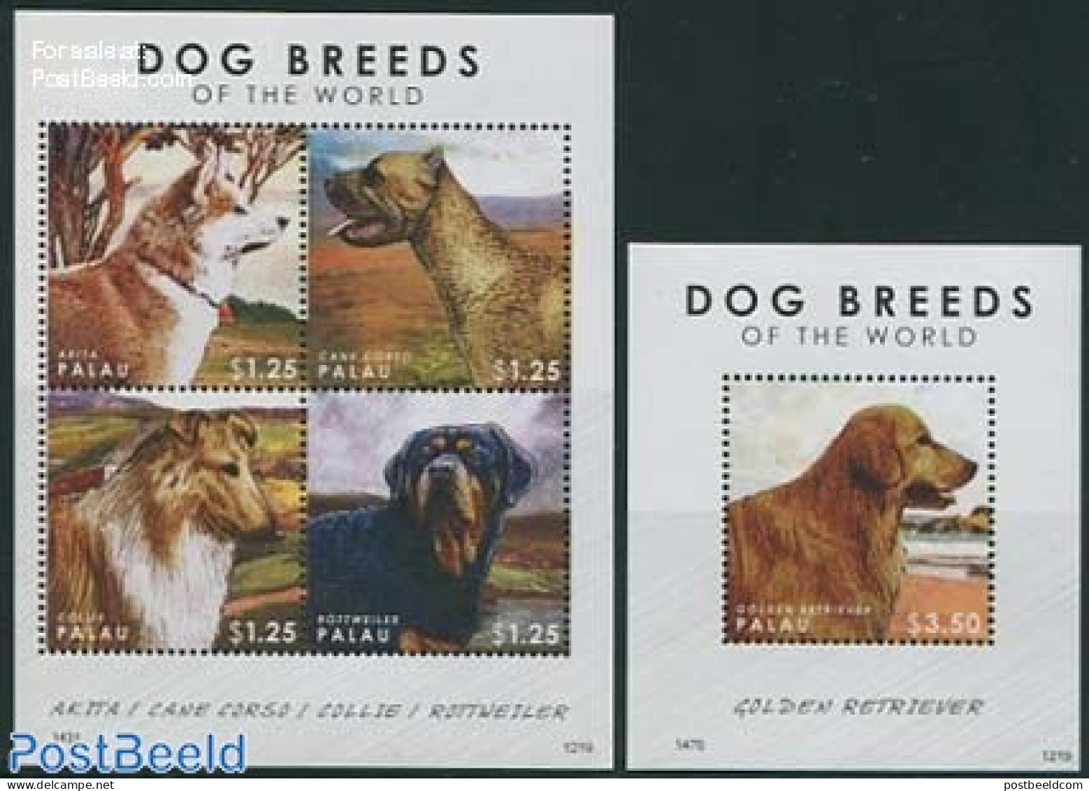 Palau 2012 Dog Breeds 2 S/s, Mint NH, Nature - Dogs - Autres & Non Classés