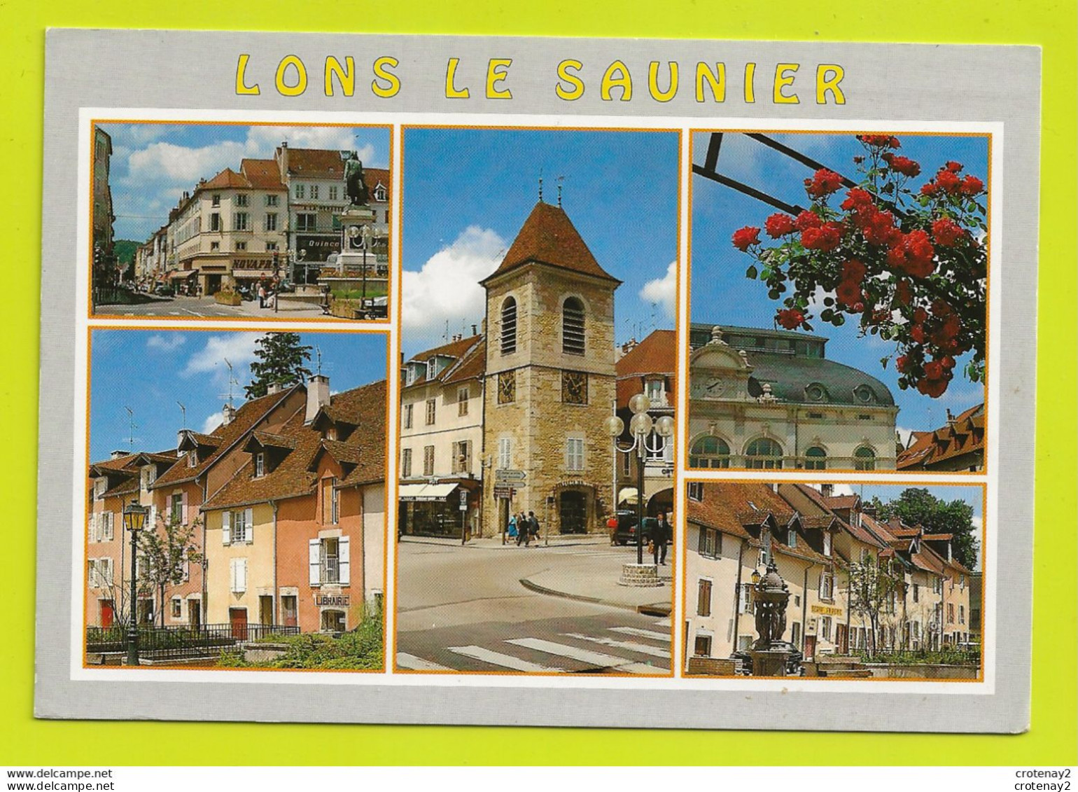 39 LONS LE SAUNIER Multivues 2 Statues Quincaillerie Librairie Dégrif Friperie VOIR DOS Et Flamme En 1995 - Lons Le Saunier