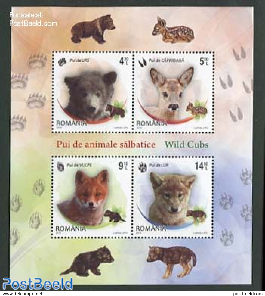 Romania 2012 Young Animals 4v M/s, Mint NH, Nature - Animals (others & Mixed) - Bears - Deer - Unused Stamps