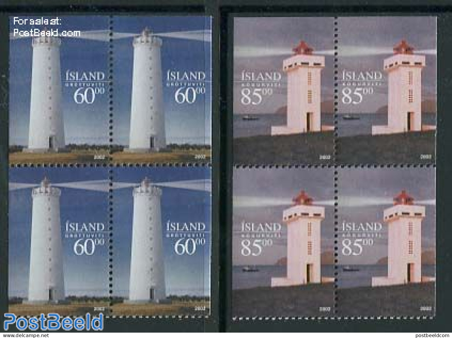 Iceland 2002 Lighthouses 8v (2x[+]), Mint NH, Various - Lighthouses & Safety At Sea - Neufs
