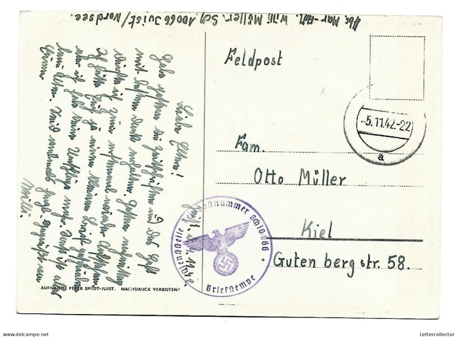 Feldpost Kriegsmarine Juist 1943 Hammersee - Feldpost World War II