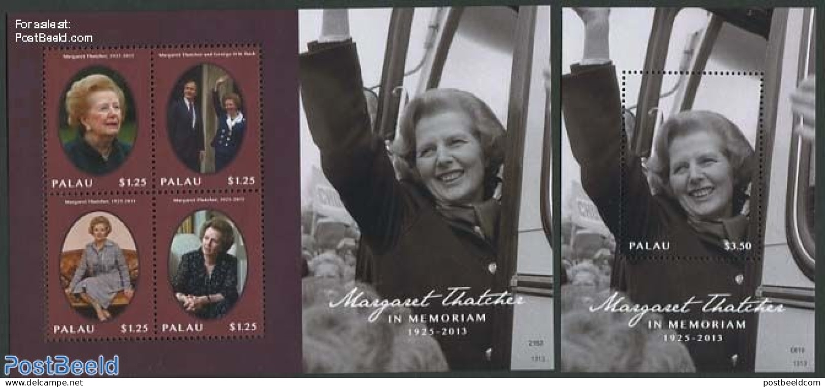 Palau 2013 Margaret Thatcher 2 S/s, Mint NH, History - Politicians - Sonstige & Ohne Zuordnung