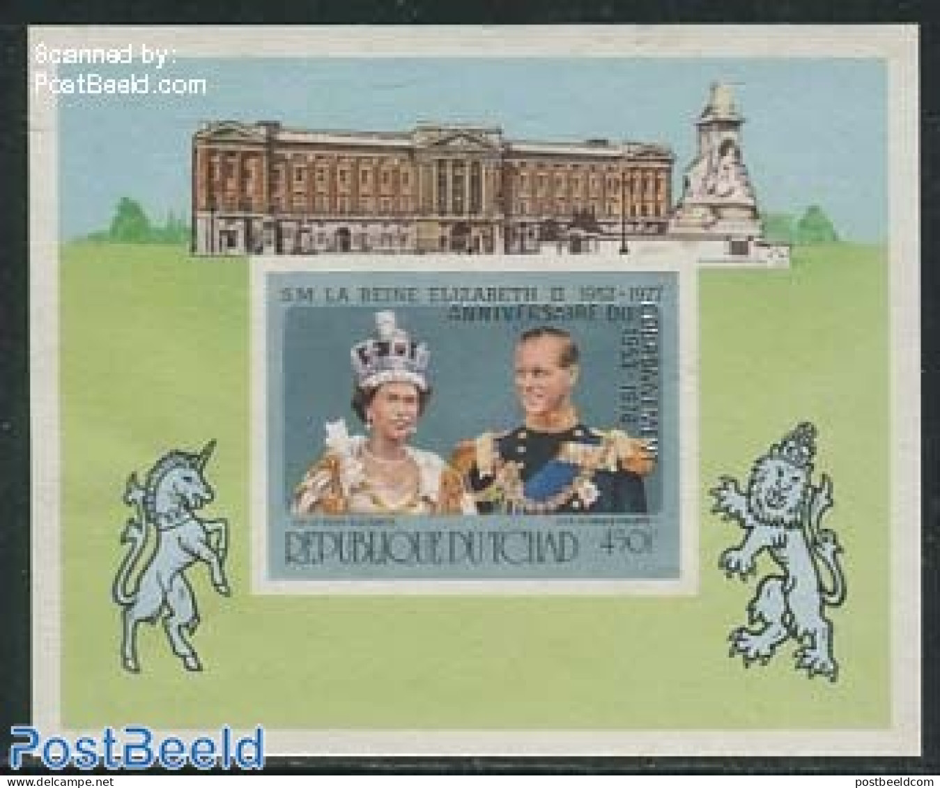 Chad 1978 Elizabeth II Silver Coronation S/s, Imperforated, Mint NH, History - Autres & Non Classés