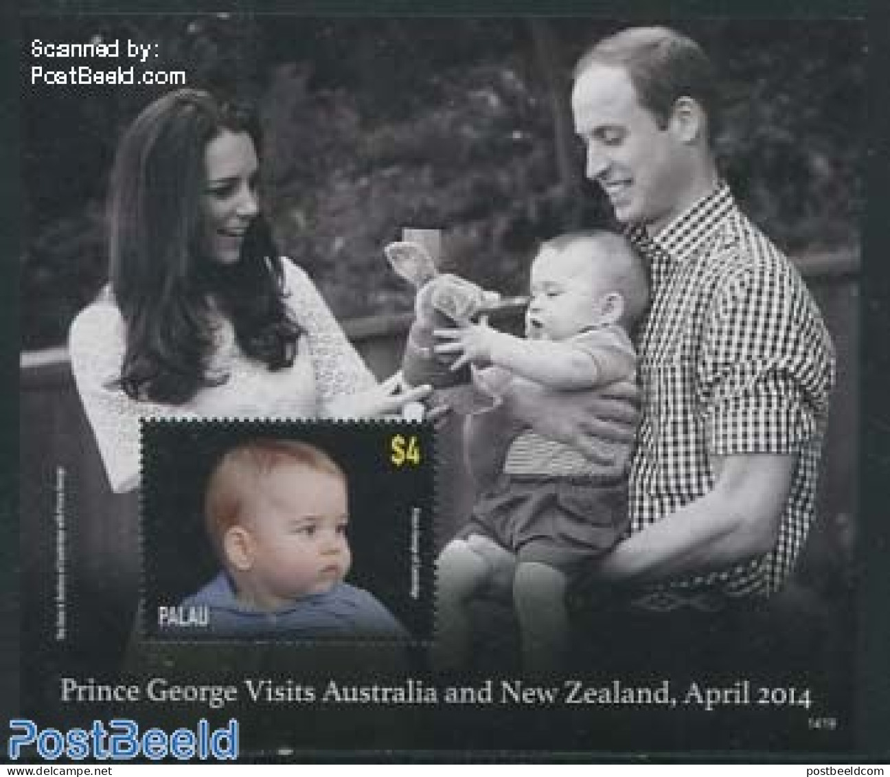 Palau 2014 Prince George S/s, Mint NH, History - Kings & Queens (Royalty) - Familles Royales