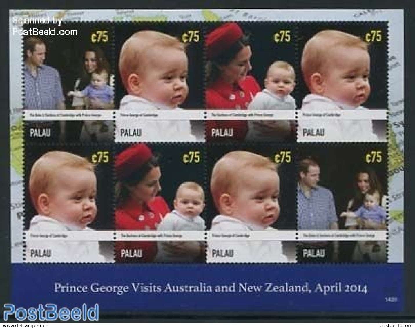 Palau 2014 Prince George Visit M/s, Mint NH, History - Kings & Queens (Royalty) - Familles Royales