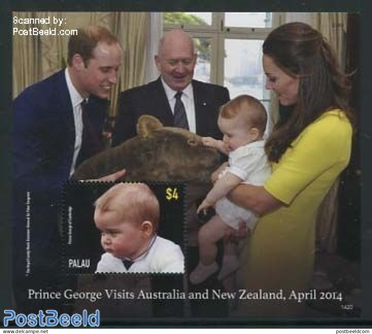 Palau 2014 Prince George Visit S/s, Mint NH, History - Kings & Queens (Royalty) - Familles Royales