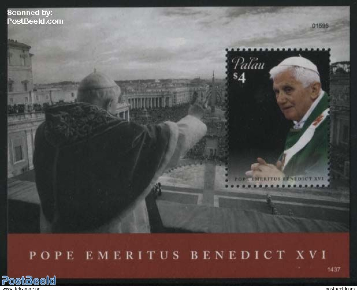 Palau 2014 Pope Emeritus Benedict XVI S/s, Mint NH, Religion - Pope - Papes