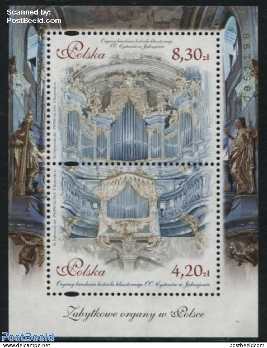 Poland 2015 Antique Organs S/s, Mint NH, Performance Art - Music - Musical Instruments - Neufs