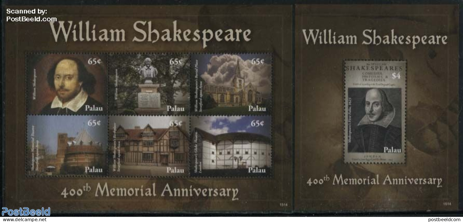 Palau 2015 William Shakespeare 2 S/s, Mint NH, Performance Art - Religion - Theatre - Churches, Temples, Mosques, Syna.. - Theatre