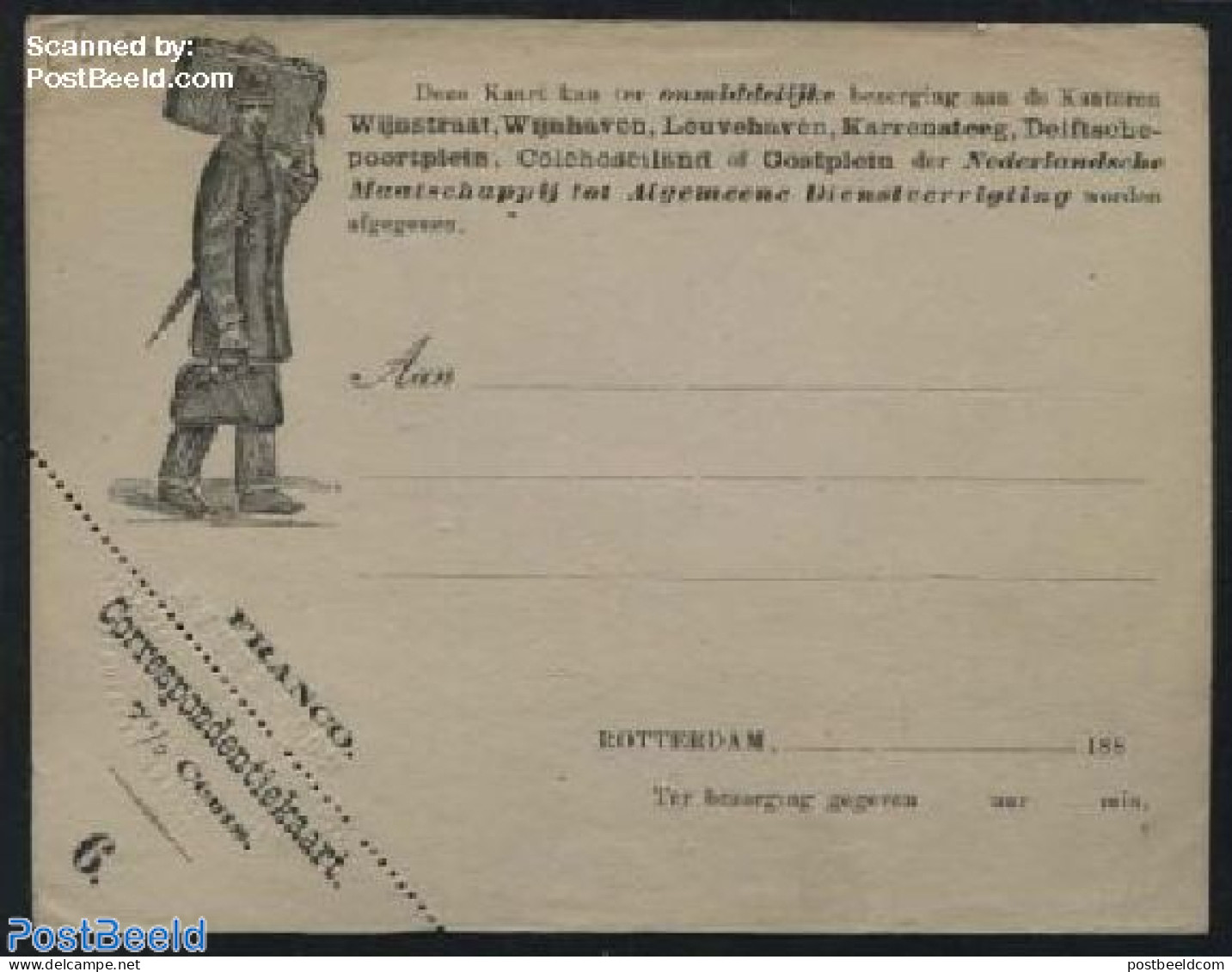 Netherlands 1881 Postcard, Ned. My. Tot Alg. Dienstverrigting, 7.5c, Office No. 6 (112x140mm), Unused Postal Stationary - Lettres & Documents
