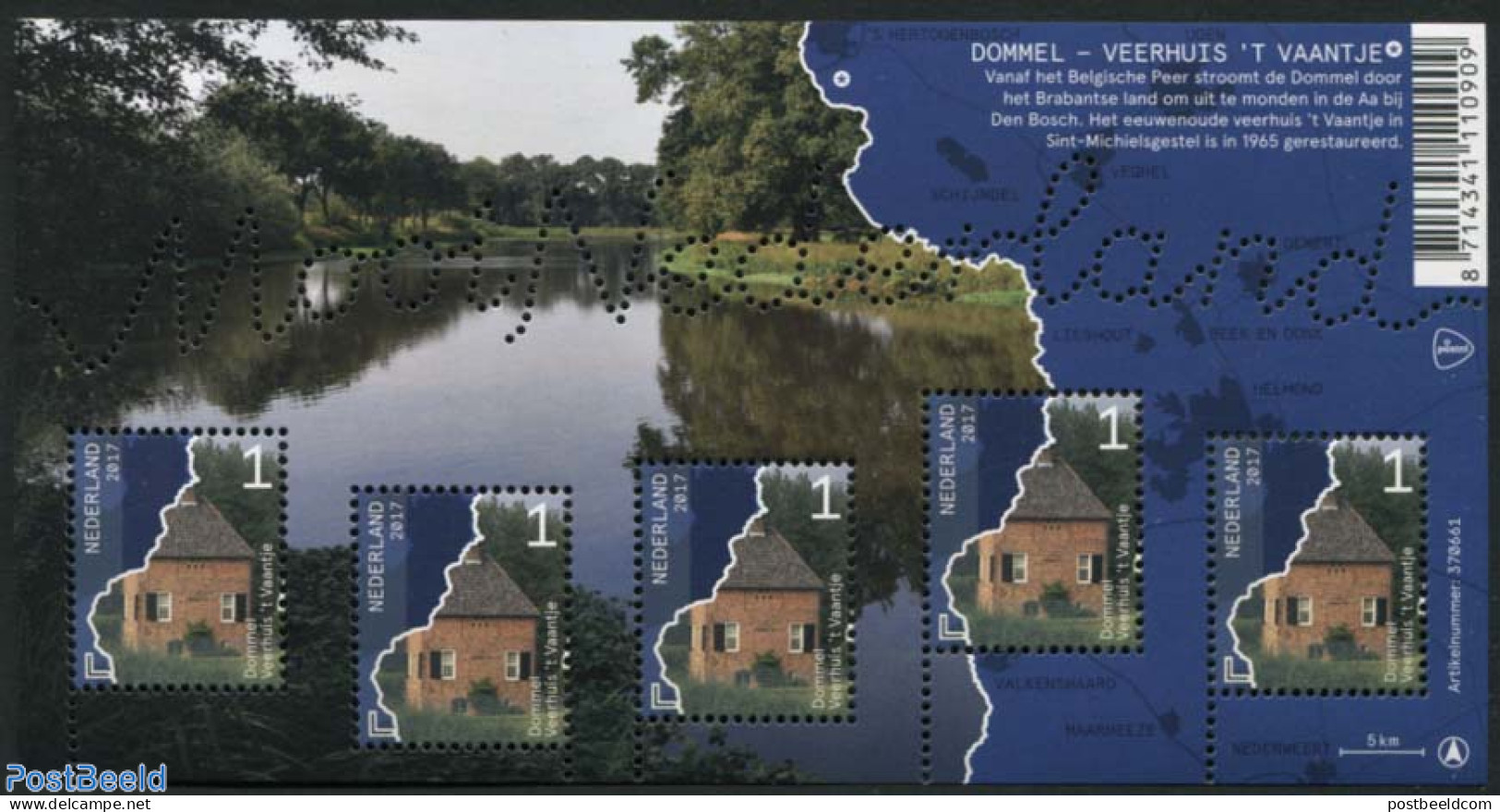 Netherlands 2017 Beautiful Netherlands, Dommel, Veerhuis 't Vaantje S/s, Mint NH - Unused Stamps