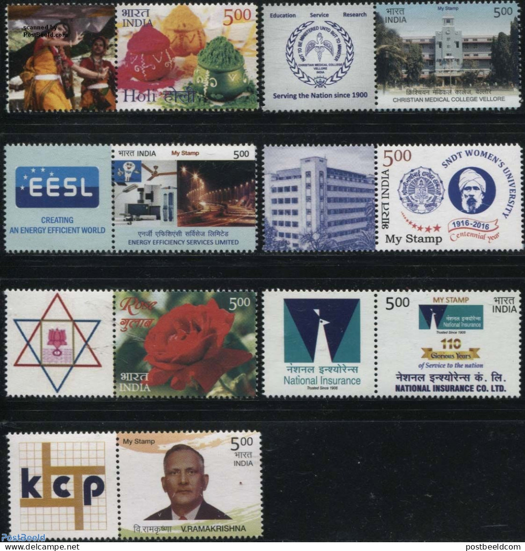 India 2017 My Stamp 7v+tabs, Mint NH, Health - Nature - Religion - Science - Various - Health - Flowers & Plants - Ros.. - Ungebraucht