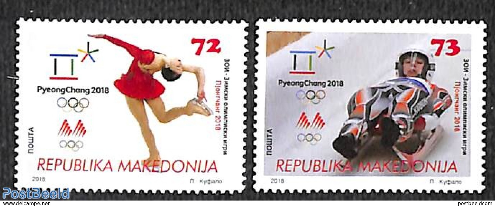 North Macedonia 2018 Olympic Games Pyeongchang 2v, Mint NH, Sport - Olympic Winter Games - Skating - Autres & Non Classés