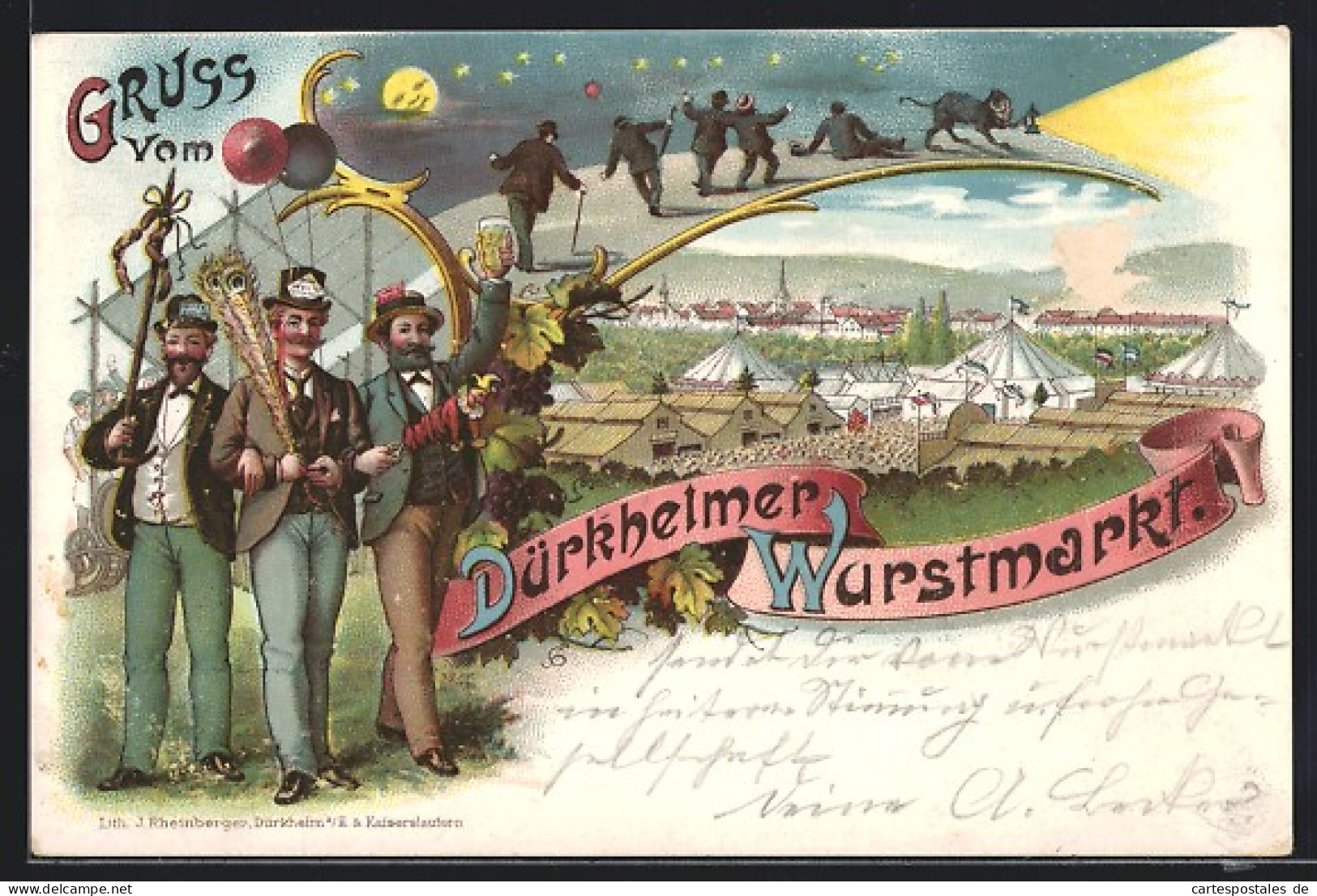 Lithographie Dürkheim, Dürkheimer Wurstmarkt, Feiernde Auf Dem Festgelände  - Otros & Sin Clasificación