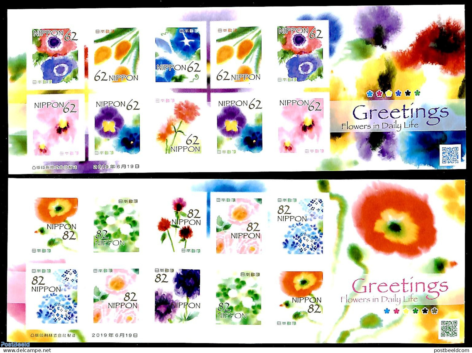 Japan 2019 Flowers In Daily Life 20v (2 M/s) S-a, Mint NH, Nature - Flowers & Plants - Unused Stamps