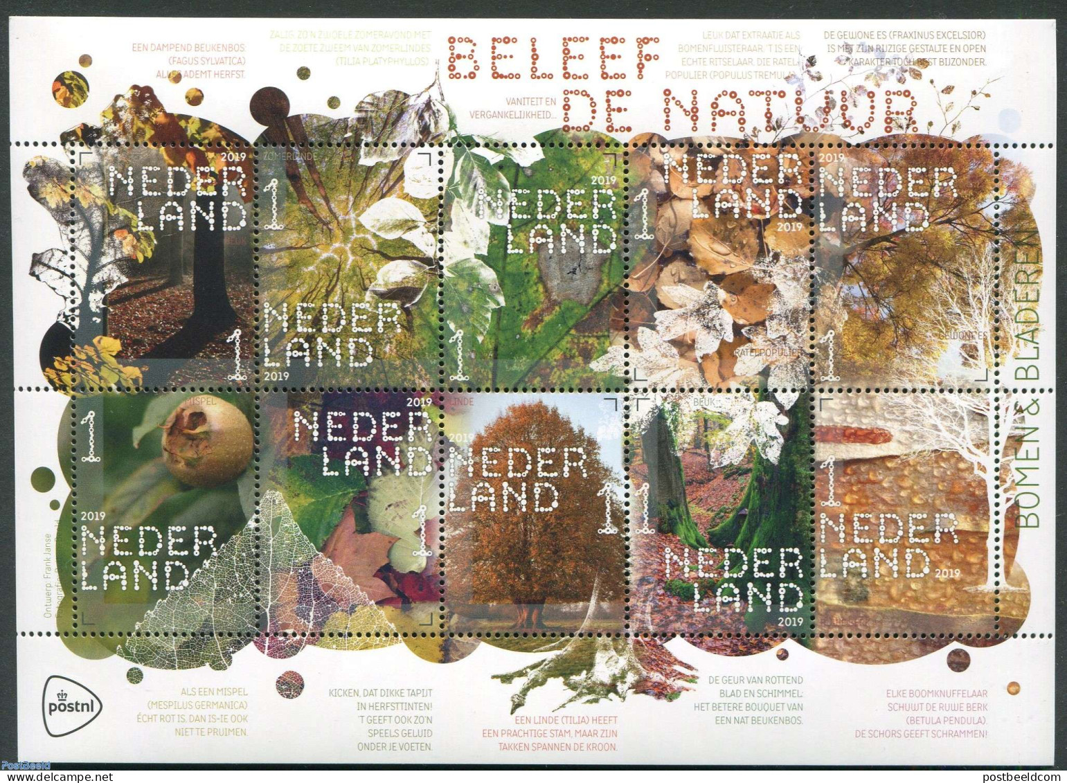 Netherlands 2019 Nature, Autumn 10v In M/s S-a, Mint NH, Nature - Trees & Forests - Unused Stamps