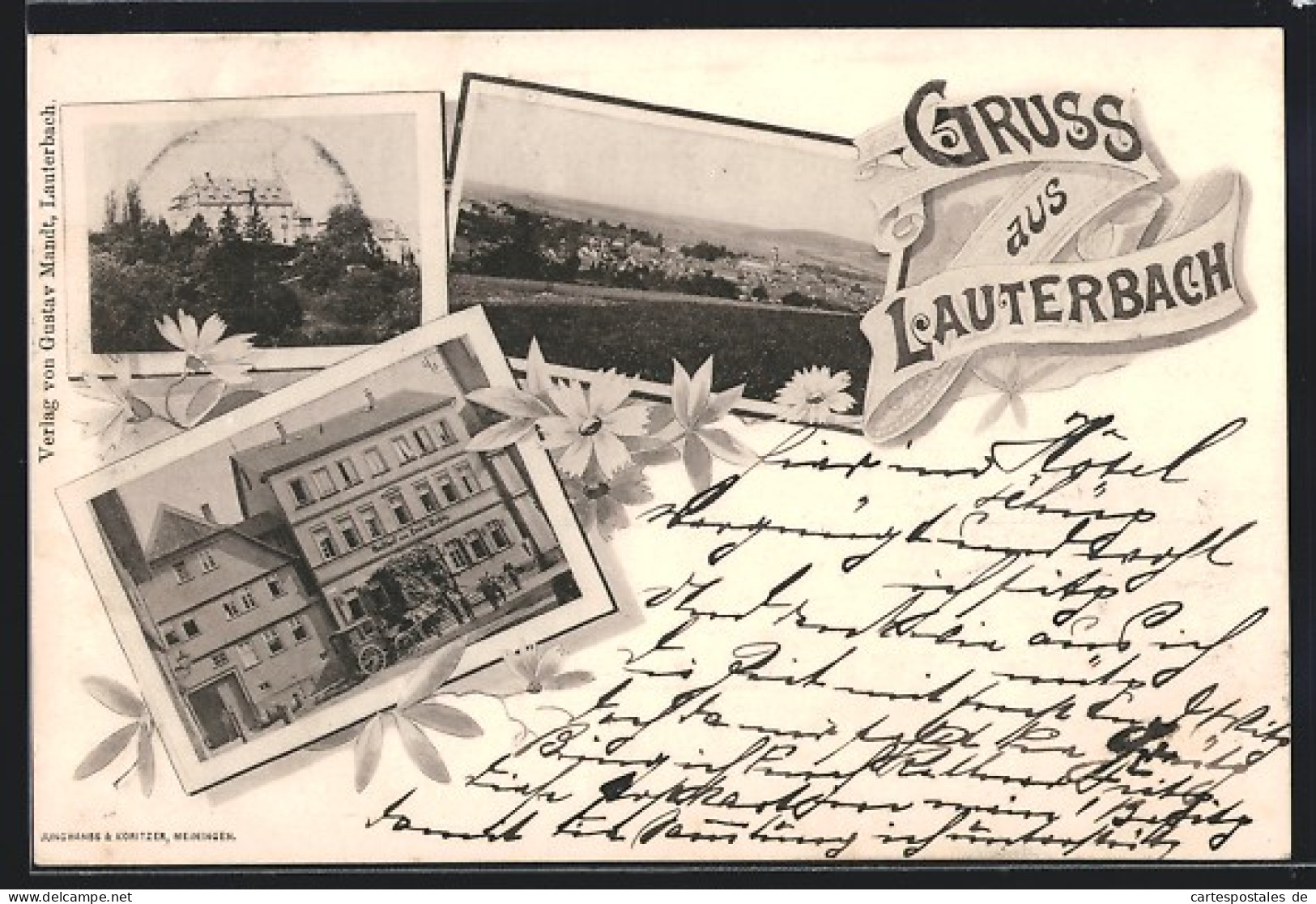 AK Lauterbach, Gasthof Von Louis Schütz, Ortspartie, Teilansicht  - Lauterbach