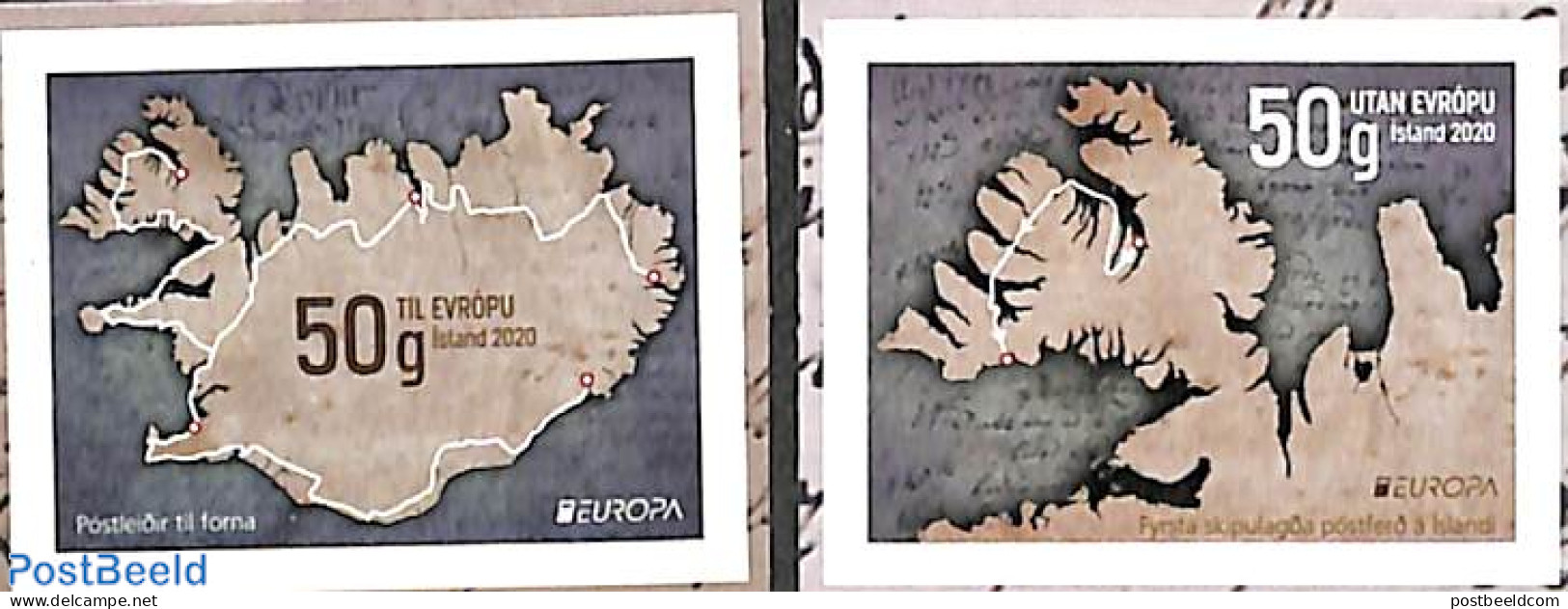 Iceland 2020 Europa, Old Postal Roads 2v S-a, Mint NH, History - Various - Europa (cept) - Post - Maps - Neufs