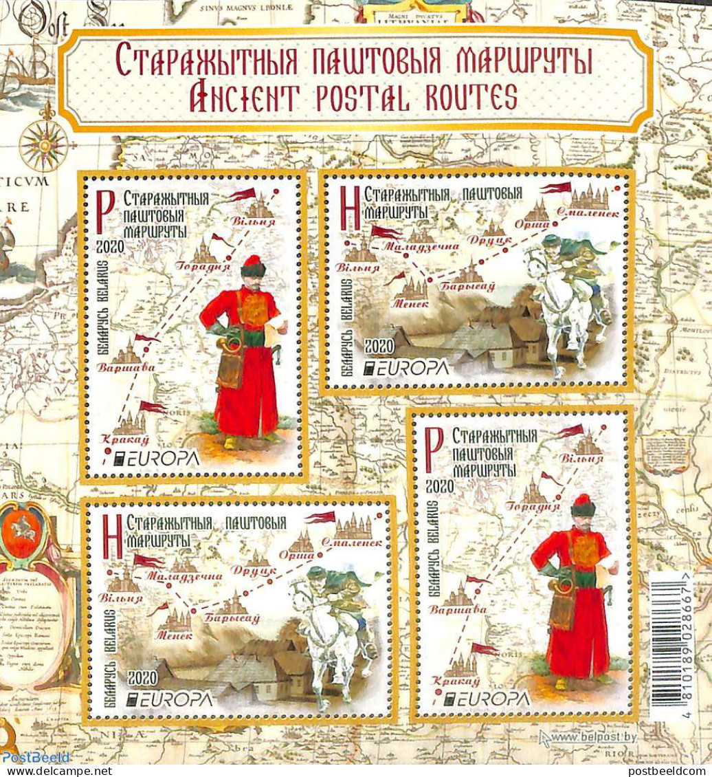 Belarus 2020 Europa, Old Postal Roads S/s, Mint NH, History - Nature - Various - Europa (cept) - Horses - Post - Maps - Poste
