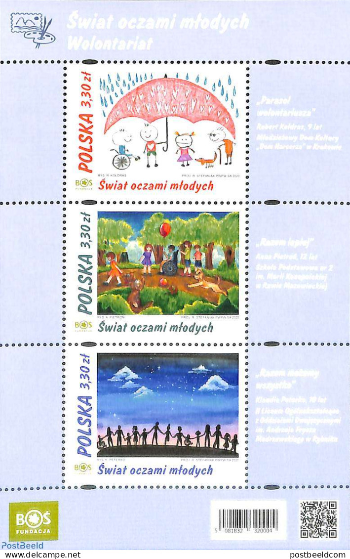 Poland 2020 Children Paintings 3v M/s, Mint NH, Art - Children Drawings - Unused Stamps