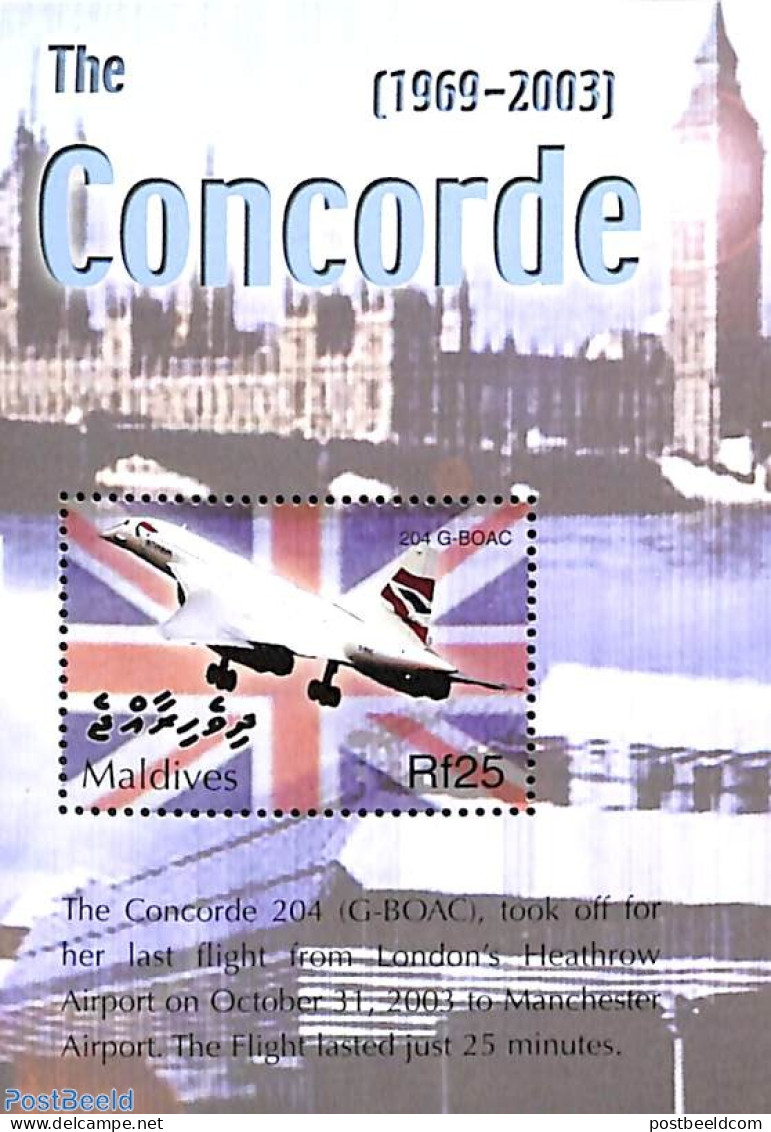 Maldives 2004 Concorde S/s, Mint NH, Transport - Concorde - Aircraft & Aviation - Concorde