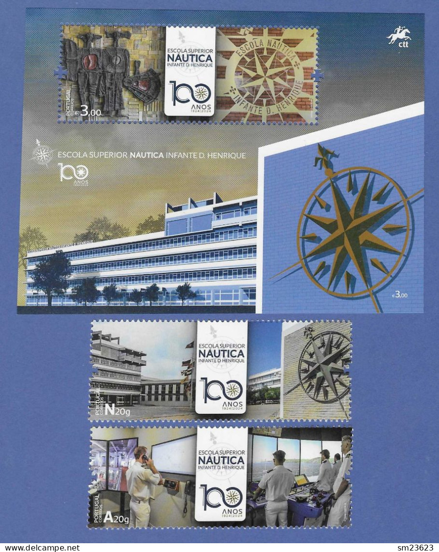 Portugal  22.02.2024 , 100 Anos Escola Superior NAUTICA - Sheet + Stamps - Postfrisch / MNH / (**) - Unused Stamps