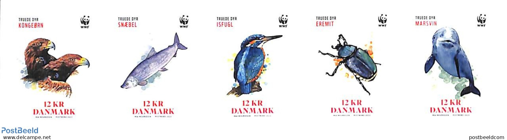 Denmark 2022 WWF, Endangered Animals 5v S-a, Mint NH, Nature - Animals (others & Mixed) - Birds - Birds Of Prey - Fish.. - Neufs