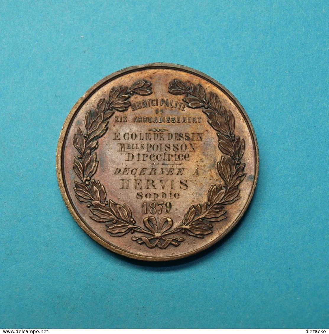 Frankreich 1879 Bronzemedaille Der Design Schule Der Stadt Paris (M4498 - Autres & Non Classés