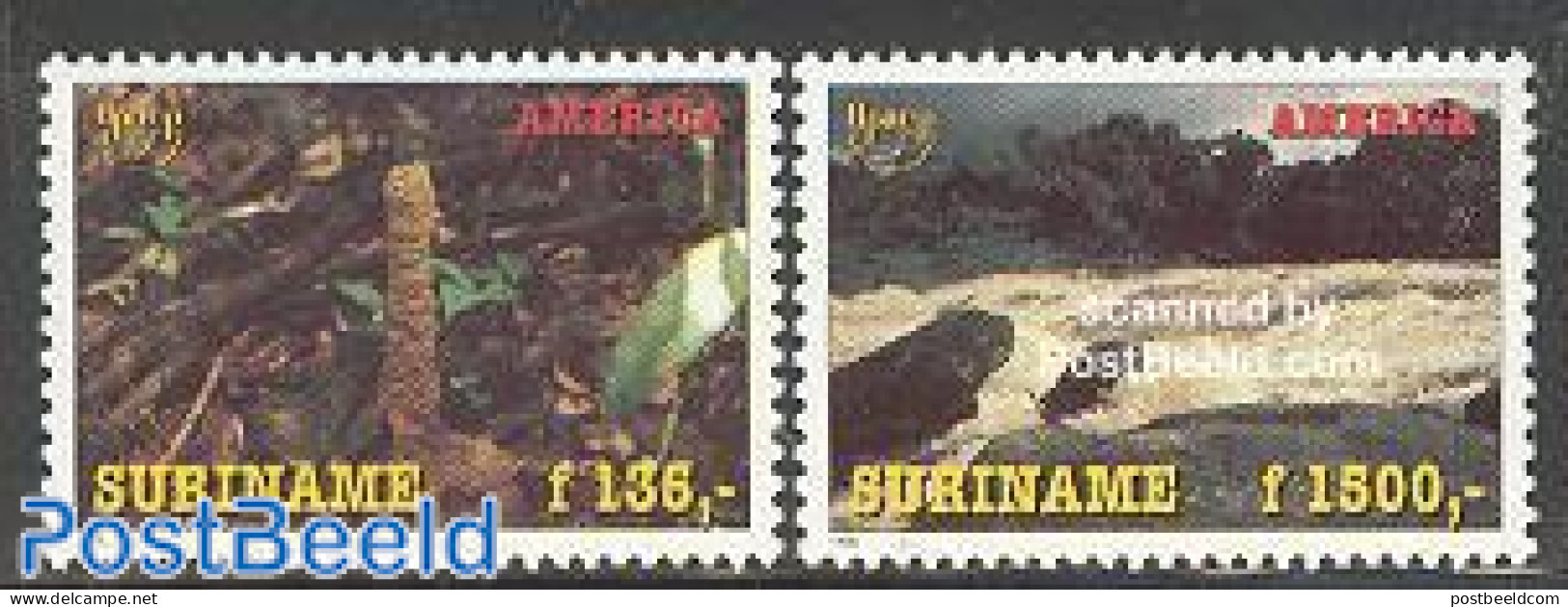 Suriname, Republic 1995 UPAE 2v, Unused (hinged), Nature - Trees & Forests - Water, Dams & Falls - U.P.A.E. - Rotary, Lions Club