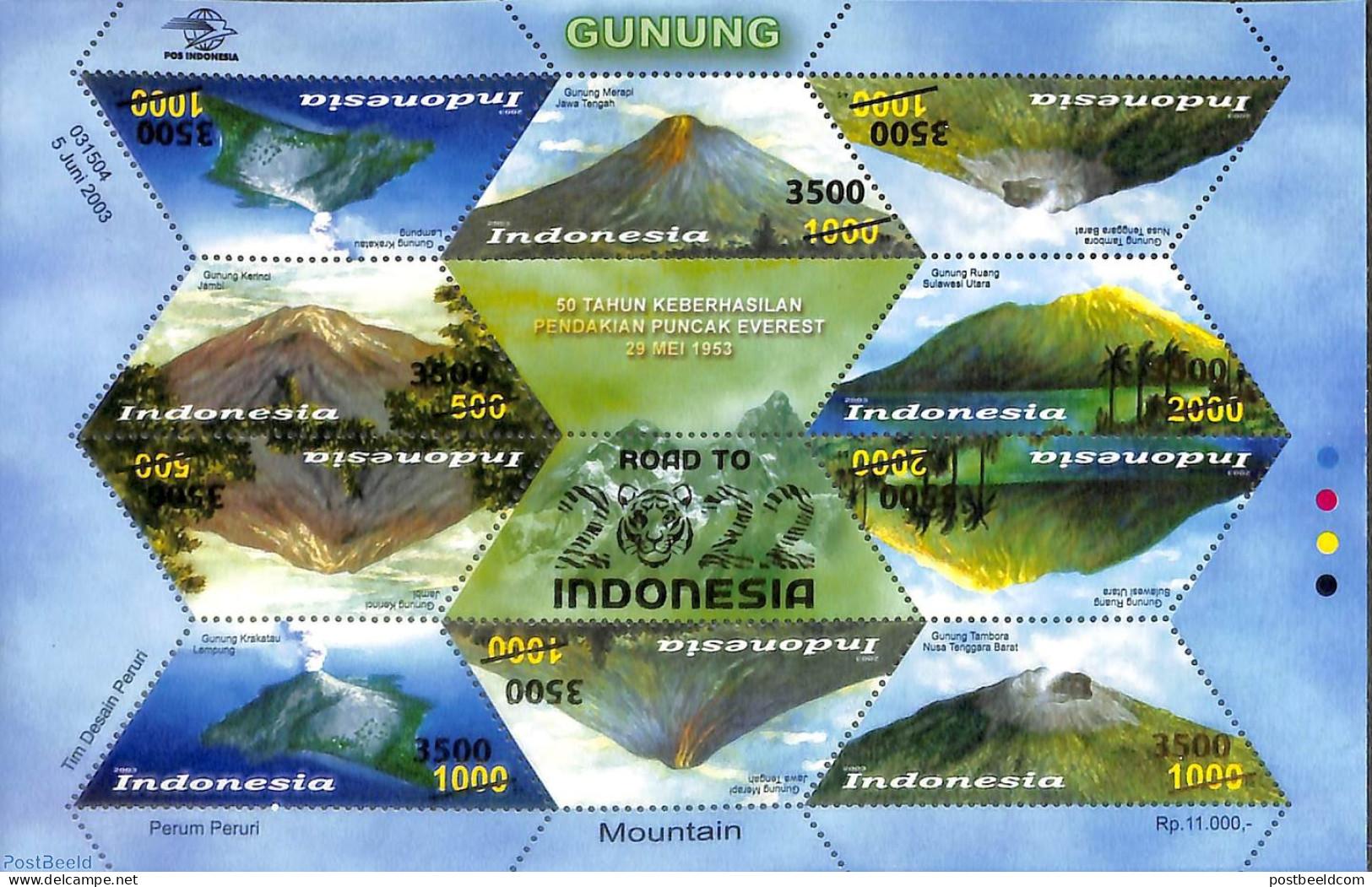 Indonesia 2022 Road To Indonesia, Gunung Overprints M/s, Mint NH, History - Geology - Indonesien