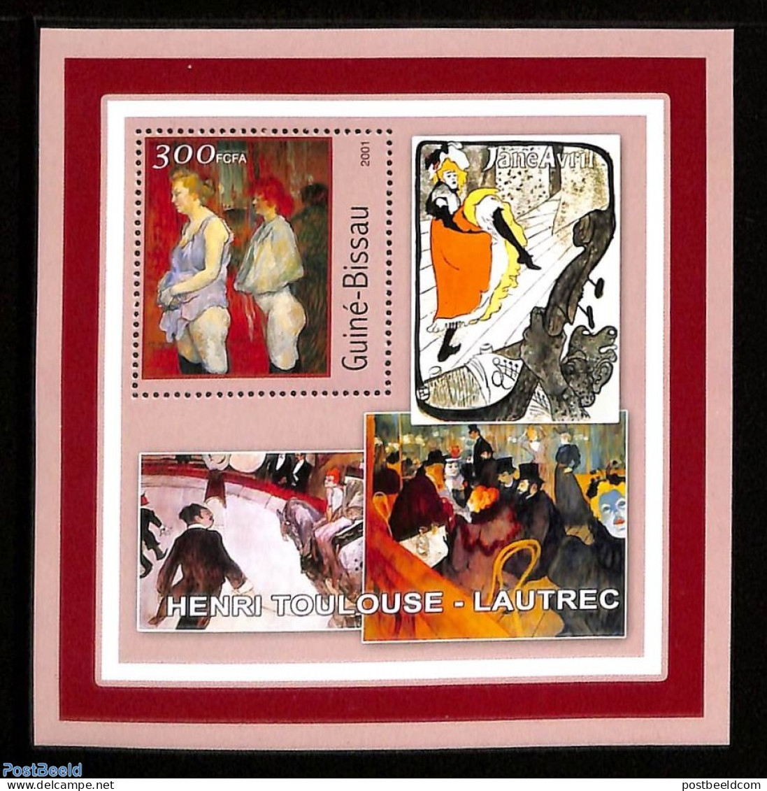 Guinea Bissau 2001 Toulouse-Lautrec S/s, Mint NH, Performance Art - Musical Instruments - Art - Henri De Toulouse-Laut.. - Music