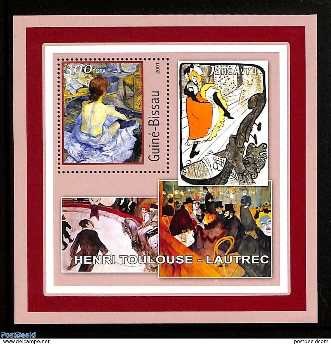 Guinea Bissau 2001 Toulouse-Lautrec S/s, Mint NH, Performance Art - Musical Instruments - Art - Henri De Toulouse-Laut.. - Musik