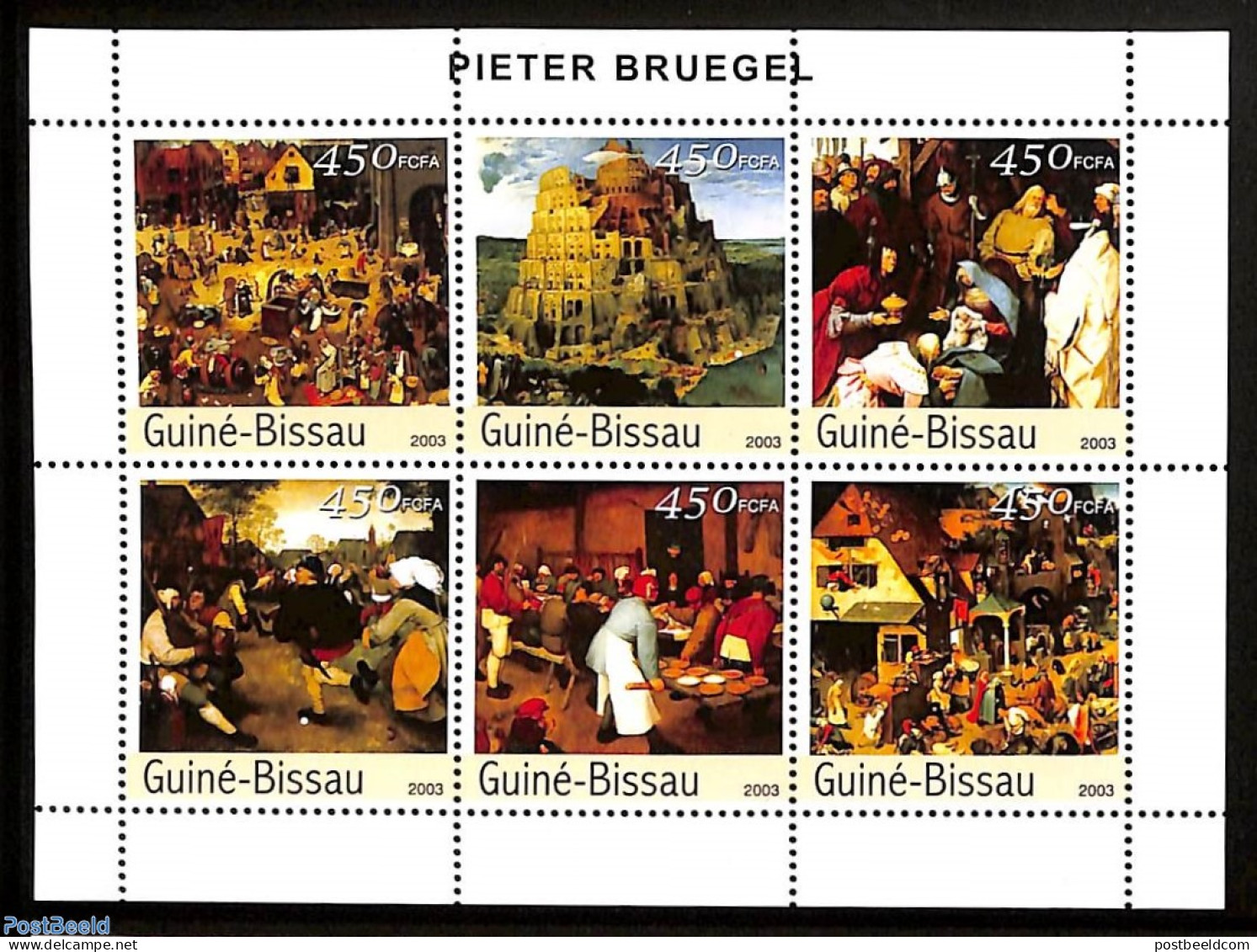 Guinea Bissau 2003 Pieter Brueghel Paintings 6v M/s, Mint NH, Art - Paintings - Guinea-Bissau