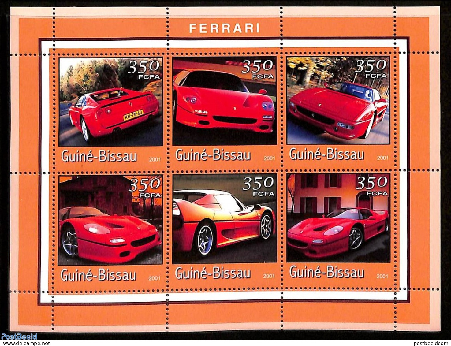 Guinea Bissau 2001 Ferrari 6v M/s, Mint NH, Sport - Transport - Autosports - Ferrari - Voitures