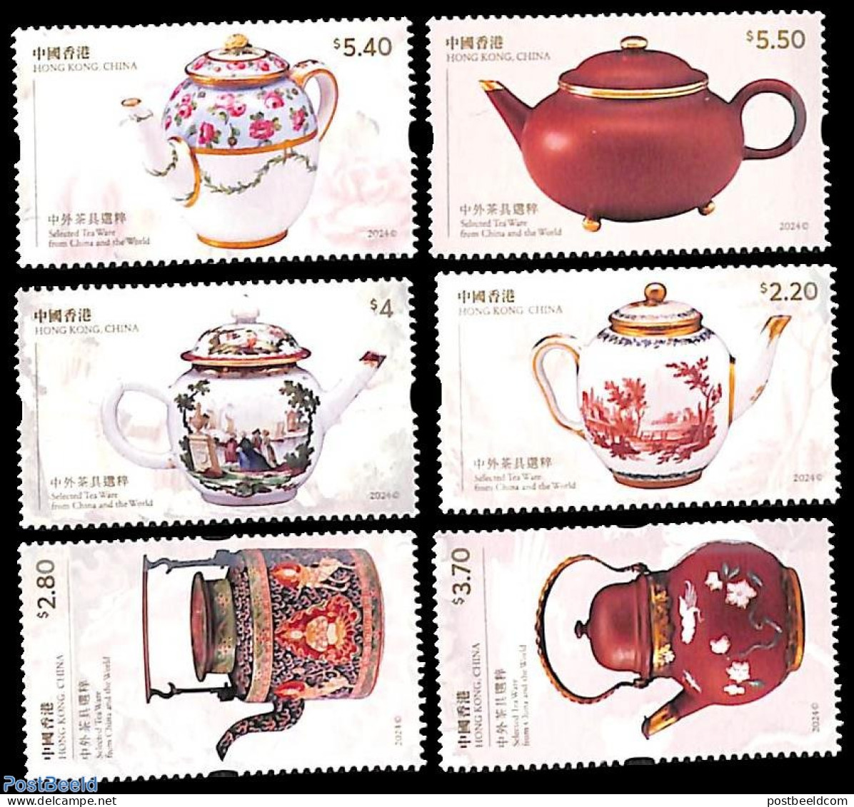 Hong Kong 2024 Tea Pots 6v, Mint NH, Art - Art & Antique Objects - Unused Stamps