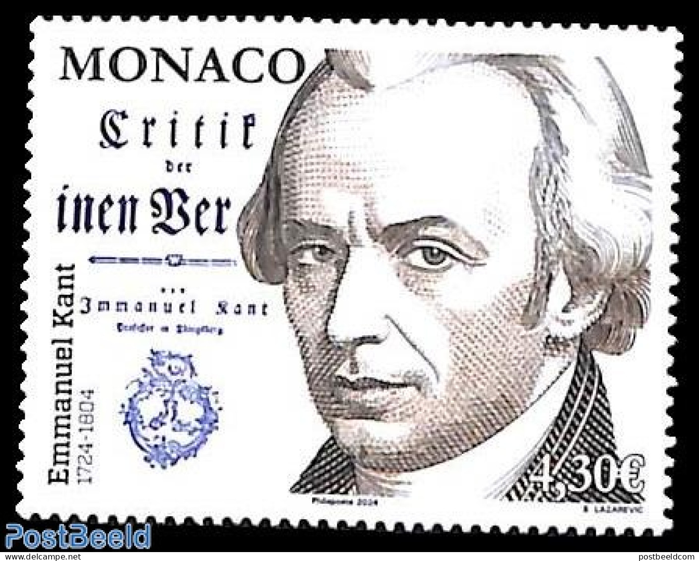 Monaco 2024 Emanuel Kant 1v, Mint NH - Unused Stamps