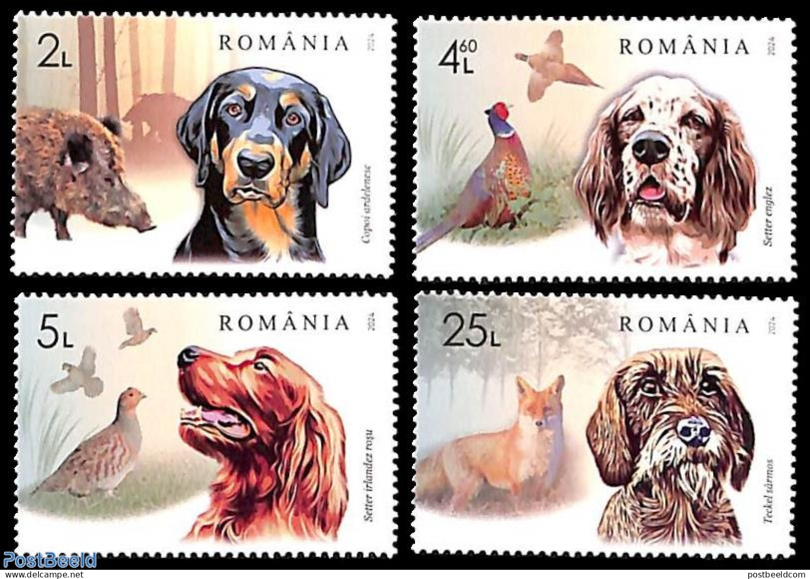 Romania 2024 Hunting Dogs 4v, Mint NH, Nature - Dogs - Hunting - Neufs