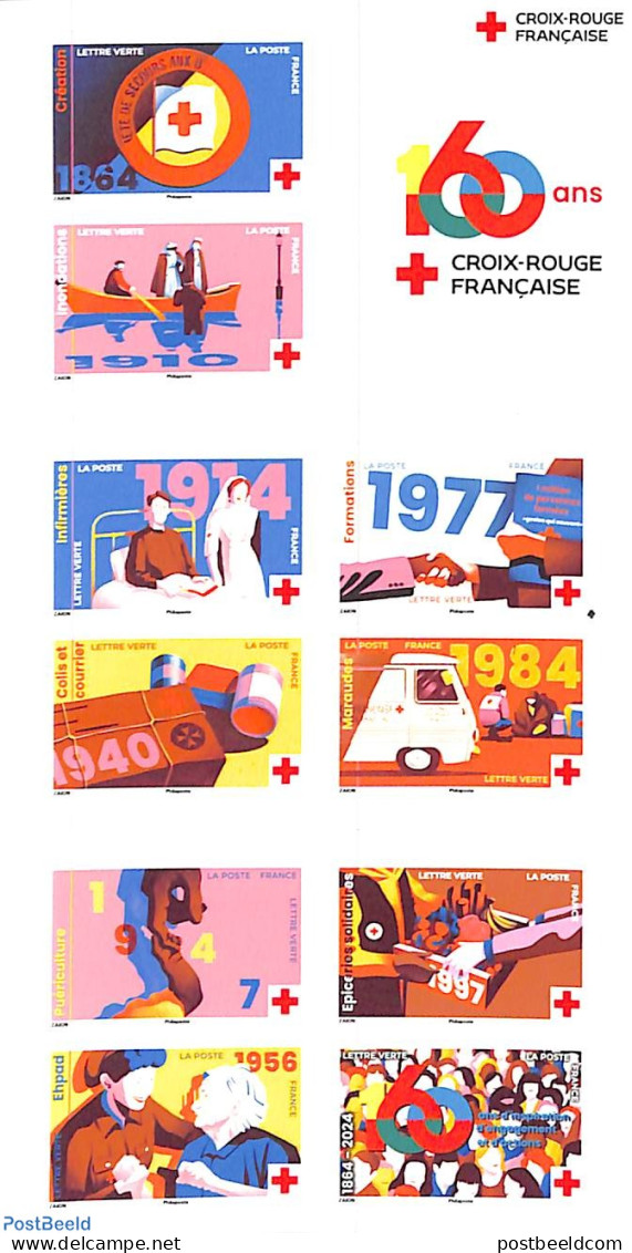 France 2024 160 Years Red Cross, Foil Booklet, Mint NH, Health - Transport - Health - Red Cross - Stamp Booklets - Aut.. - Neufs