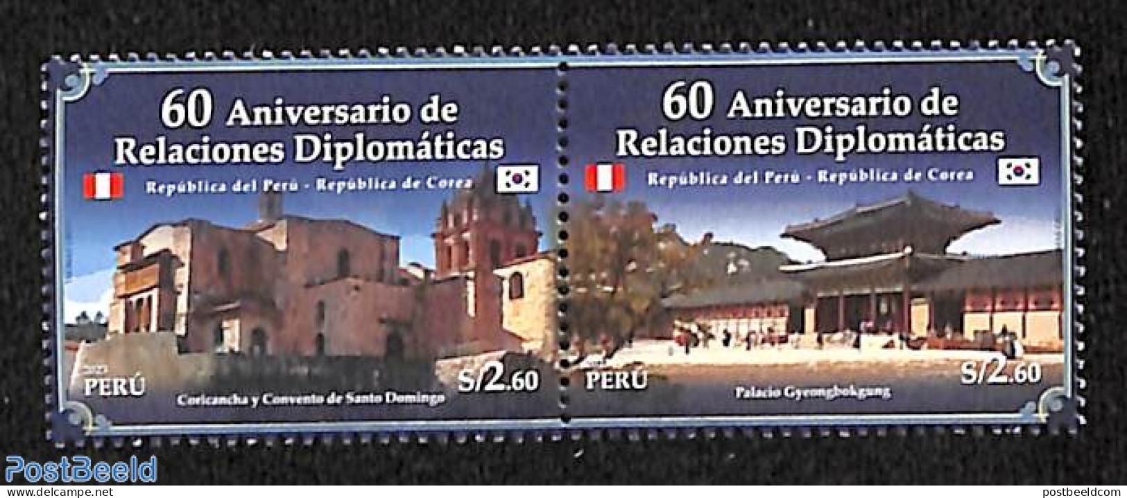 Peru 2023 Diplomatic Relations With Korea 2v [:], Mint NH - Autres & Non Classés