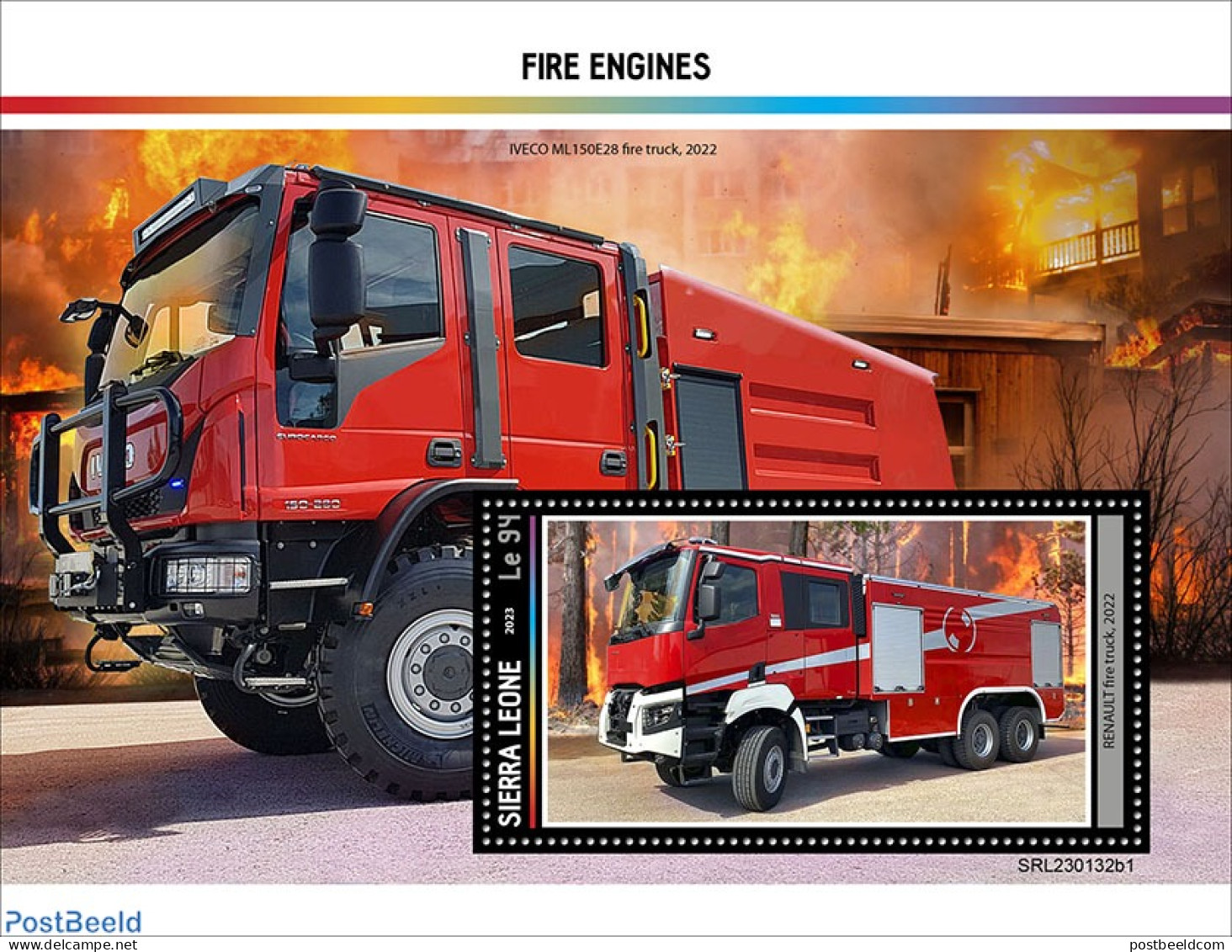 Sierra Leone 2023 Fire Engines, Mint NH, Transport - Automobiles - Fire Fighters & Prevention - Auto's