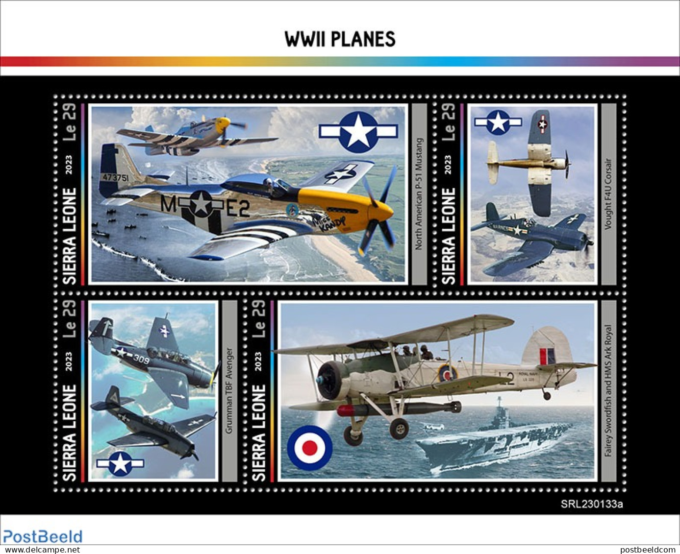 Sierra Leone 2023 WW2 Planes, Mint NH, History - Transport - World War II - Aircraft & Aviation - WW2