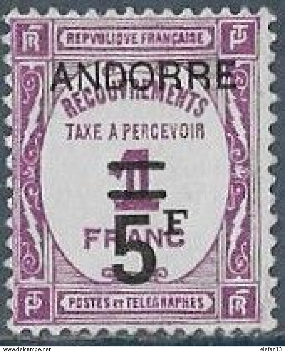 ANDORRE Taxe N°15 * Neuf Trace De Charnière (invisible) MH - Ungebraucht