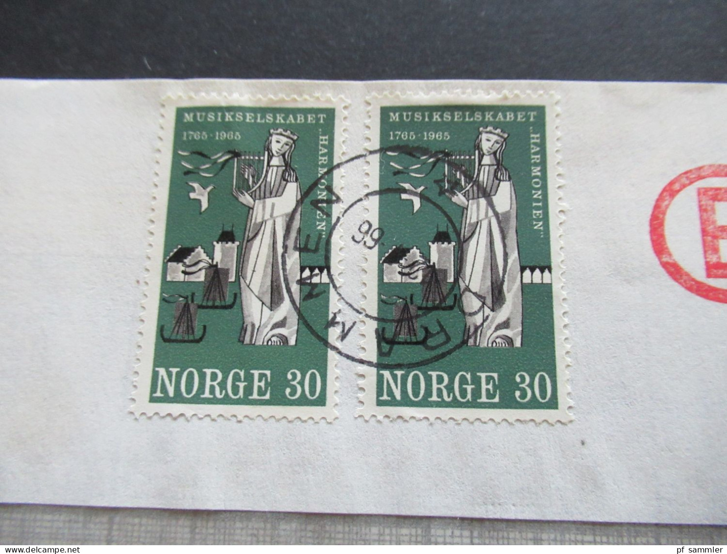 Norwegen 1966 AFS Absenderfreistempel AS EP Drammen Norge Post Und 2x Briefmarke Musikselskabet - Briefe U. Dokumente