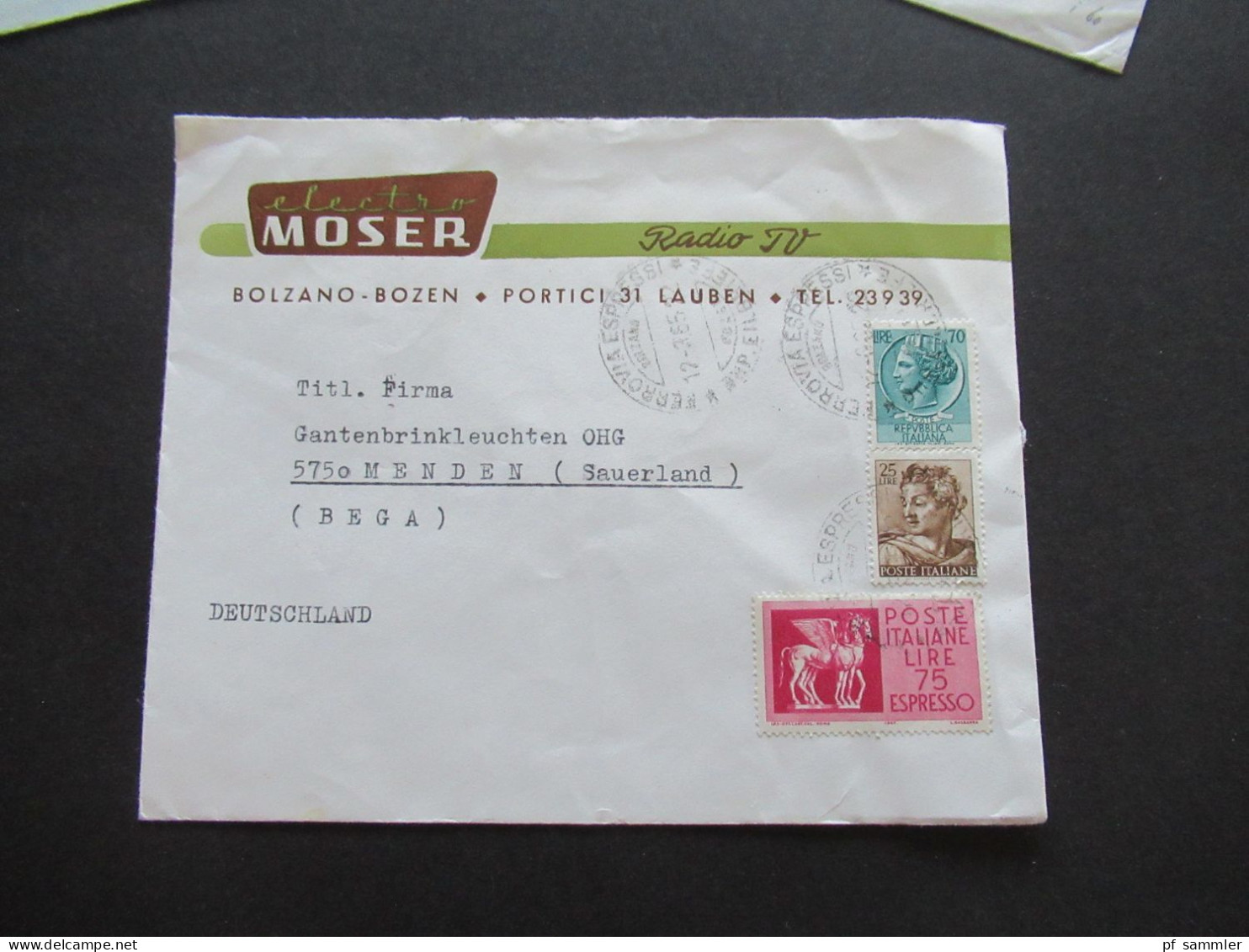 Italien 1963 - 1965 Kl. Belegeposten Teils Firmenbriefe 5 Stk. Auslandsbriefe / Espresso Eilbote Nach Menden Sauerland - 1961-70: Marcophilia