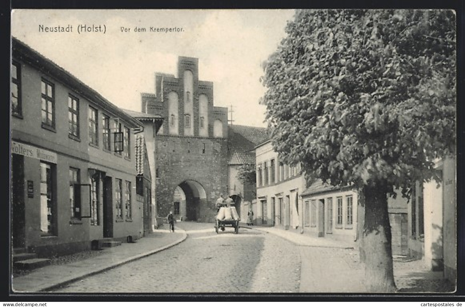 AK Neustadt /Holst., Strassenpartie Vor Dem Krempertor, Mit Fuhrwerk  - Neustadt (Holstein)