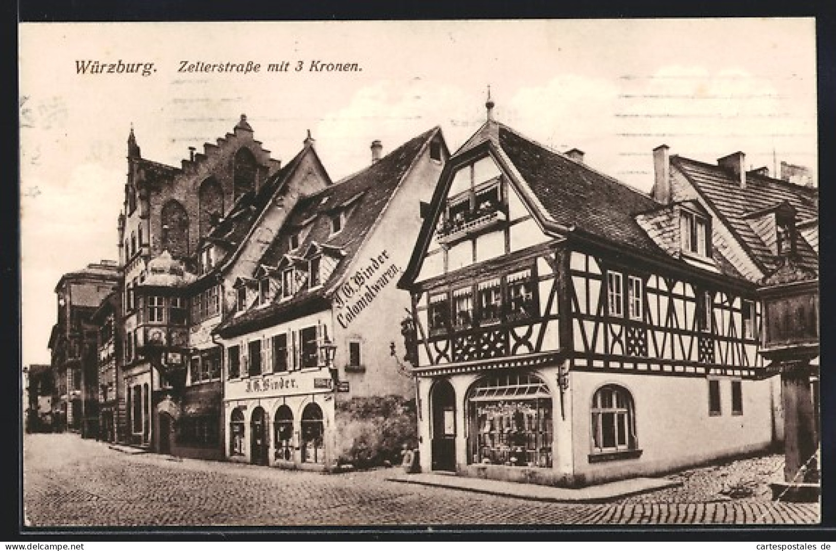 AK Würzburg, Zellerstrasse Mit Gasthaus 3 Kronen  - Wuerzburg